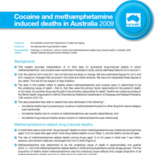 Cocaine and methamphetamine induced deaths in Australia 2009